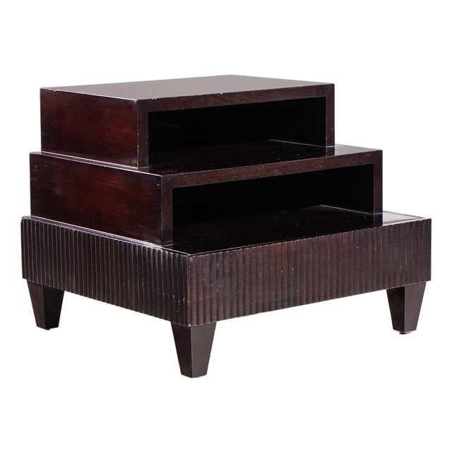 Barbara Barry for Baker Modern Regency Dark Mahogany Three-Tier Side Table For Sale