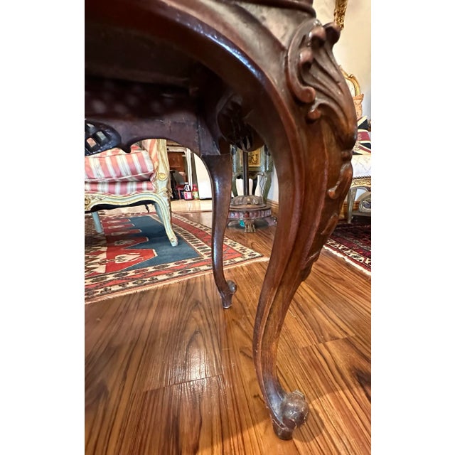 Early 20th Century Chippendale Style Carved Mahogany and Marble Top Coffee Table For Sale - Image 5 of 10