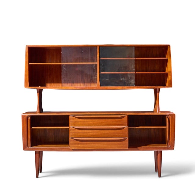 Hos Wulff Mid Century Danish Teak Tambour Door Credenza and Hutch For Sale - Image 11 of 11
