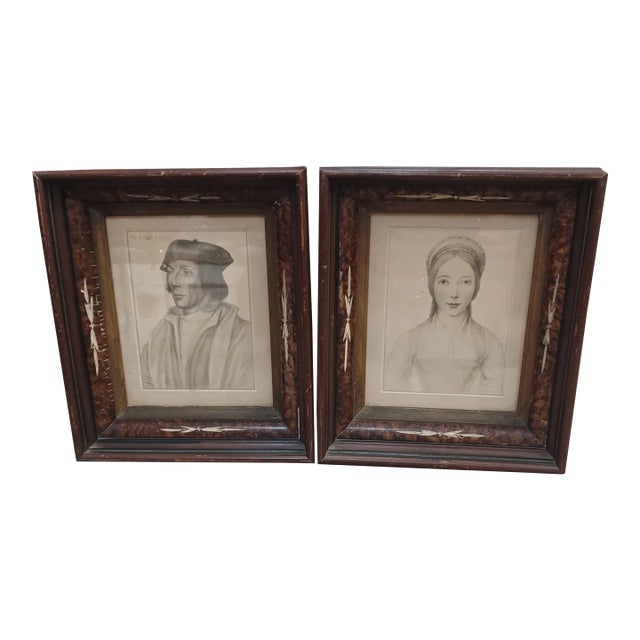 Antique Pair of Framed Elliott Kinght and Lady Parker Etchings For Sale