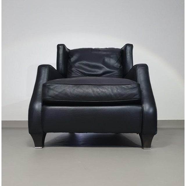 Black Amadeus Lounge Chair in Black Leather from Natuzzi For Sale - Image 8 of 18