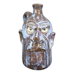 Whimsical Terra-Cotta Face Jug