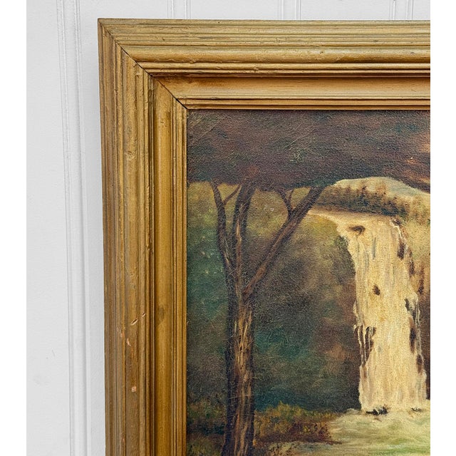 Antique Art Nouveau Nude Women "Water Flower" Signed Oil on Canvas Painting For Sale - Image 11 of 13