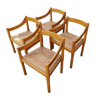 Vico Magistretti Italian Carinate Wood Chairs - Set of 4 For Sale