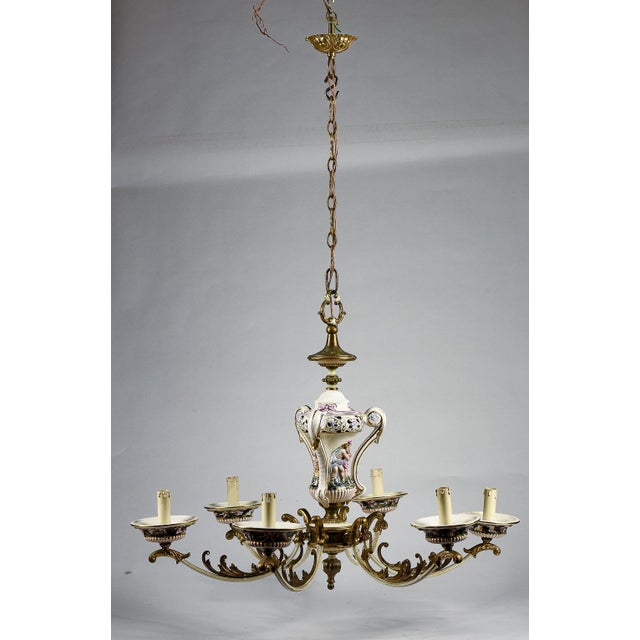 White Colored Chandelier in Painted Porcelain For Sale - Image 8 of 10