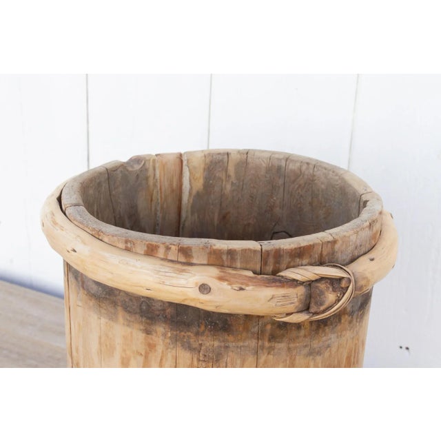 Oxidized Wood & Bamboo Bucket For Sale - Image 4 of 8