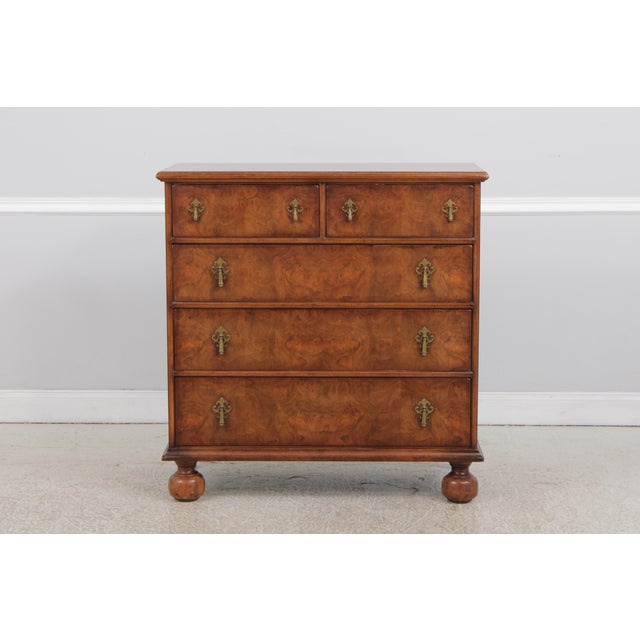 Age: C.1997 Details: Walnut Bun Feet Dovetailed Drawer Construction Quality Construction William & Mary Style English...