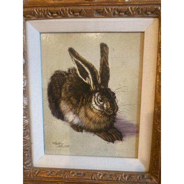 20th Century Rabbit Painting Signed Henry Carlson, Framed For Sale In Dallas - Image 6 of 6