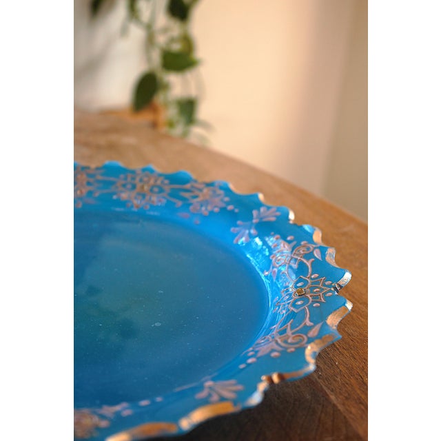 19th Century Antique French Blue Opaline Covered Punch Bowl For Sale - Image 9 of 14