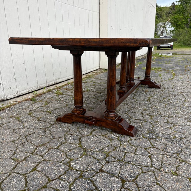 1990s Large Refectory Trestle Dining Table Jacobean Style by Theodore Alexander For Sale - Image 5 of 9