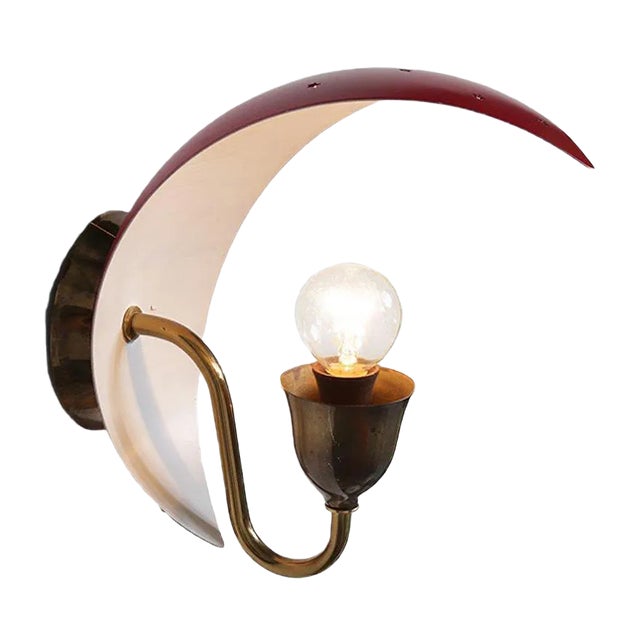 Metal & Brass Wall Lamp, 1950s For Sale