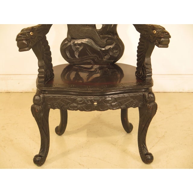 Antique Chinese Monkey Carved Highback Chair Chairish