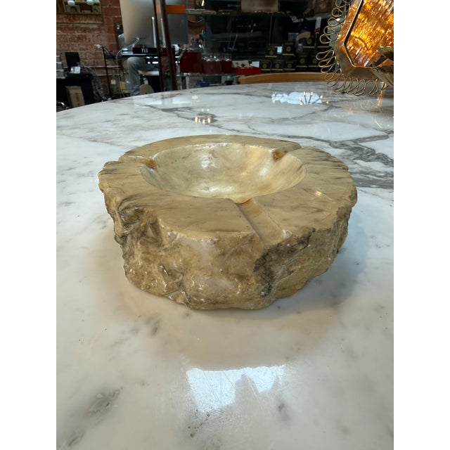 Rustic Rustic Hand-Carved Marble Ashtray With Natural Raw Edge For Sale - Image 3 of 7
