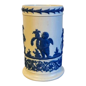 Antique Early 19th Century Wedgwood Smear Glaze Jasperware Spill Vase Decorated With Cherubs Emblematic of the Four Seasons
