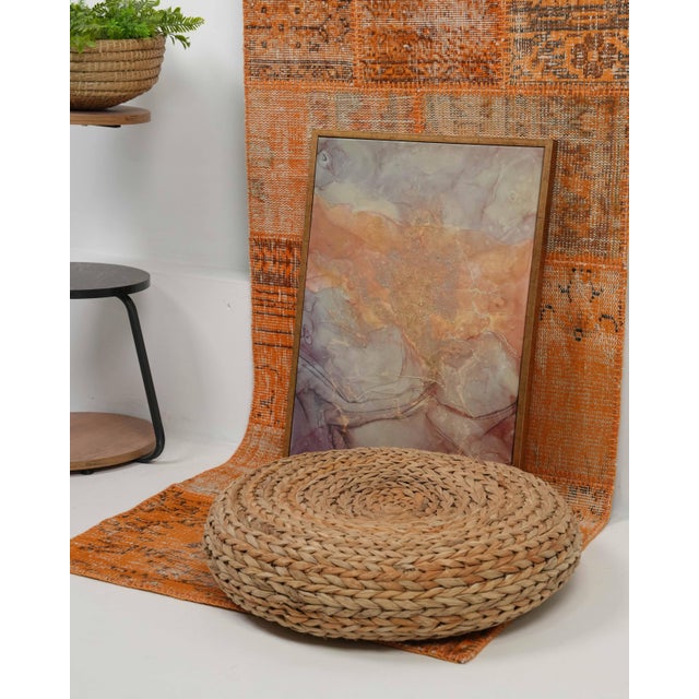 Vintage Orange Patchwork Turkish Runner Rug - Handwoven Boho Carpet For Sale - Image 10 of 10