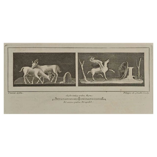 Filippo de Grado, Ancient Roman Fresco, Etching, 18th Century For Sale
