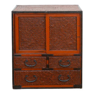 Mid-Century Japanese Faux Bamboo Tansu Chest