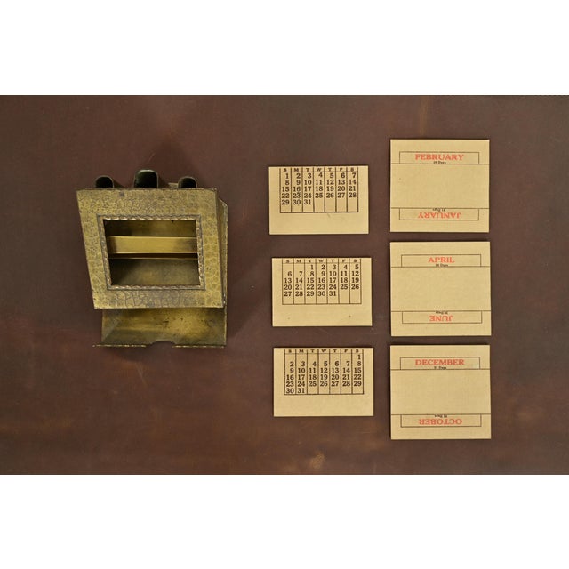 Brass Roycroft Arts & Crafts Brass Finished Hammered Copper Perpetual Desk Calendar Frame For Sale - Image 8 of 13