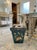 Vintage Balinese Hand-Painted Wood Cachepot or Trash Can | Teal & Lotus Motif For Sale In West Palm - Image 6 of 9
