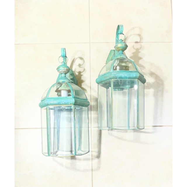 Elegant Pair of Vintage Brass Wall Lanterns - 22”x 9”.5 X 10” For Sale - Image 15 of 16