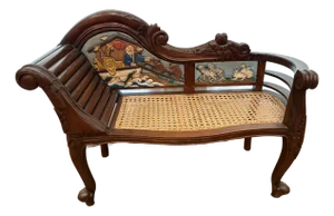 1980s Settee With Noah's Ark Hand-Carved Theme