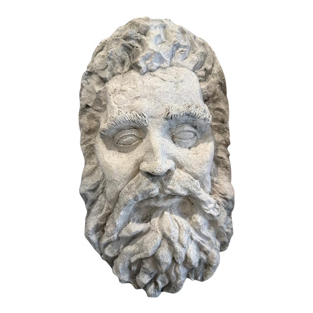 Early 20th Century Vintage Italian Souvenir of Grand Tour Concrete Face of Roman For Sale