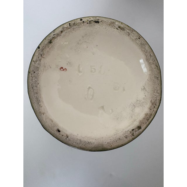 Ceramic Antique Art Nouveau Majolica-Style Green Floral Vase With Twin Handles, Circa 1900 For Sale - Image 7 of 9