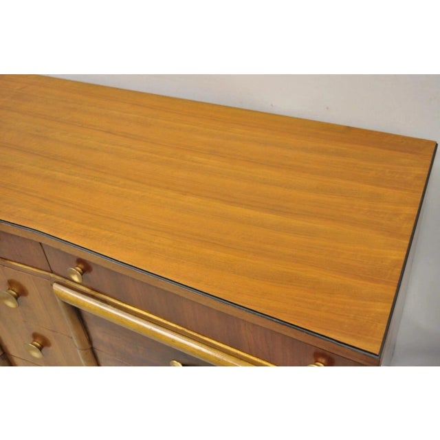 Mid 20th Century Mid Century Modern Art Deco Walnut Long Dresser Credenza W Mirror by Joerns Bros For Sale - Image 5 of 12