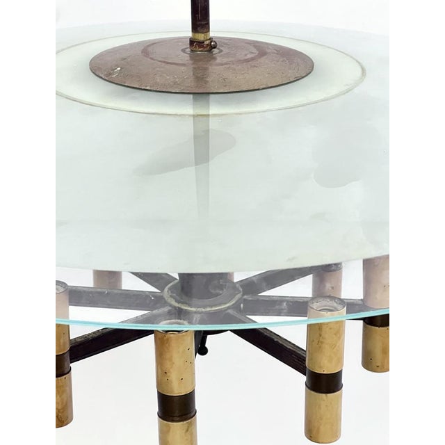 Mid-Century Manner Curved Glass Disk Chandelier, Fontana Arte, Italy, 1950s For Sale - Image 10 of 17