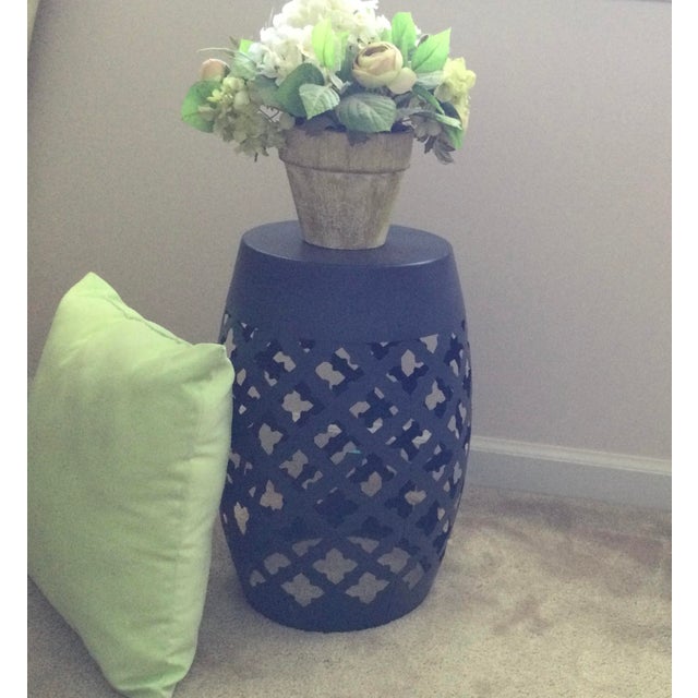 Black Late 20th Century Metal Lace Cut Garden Stool For Sale - Image 8 of 9