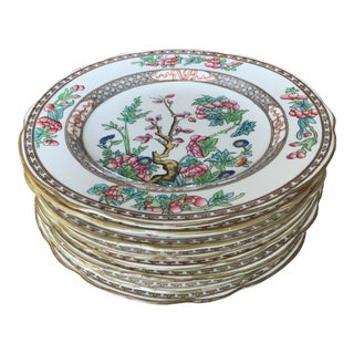 Coalport England Indian Tree Plates With Scalloped Edges - Set of 8 For Sale