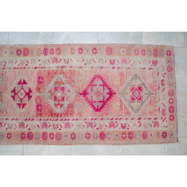 Hot Pink 1970s Pink Kurdish Herki Hand-Knotted Distressed Runner For Sale - Image 8 of 12