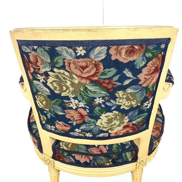 Louis XVI Style Painted Fauteuil, Vintage French Provincial Armchair For Sale - Image 18 of 18