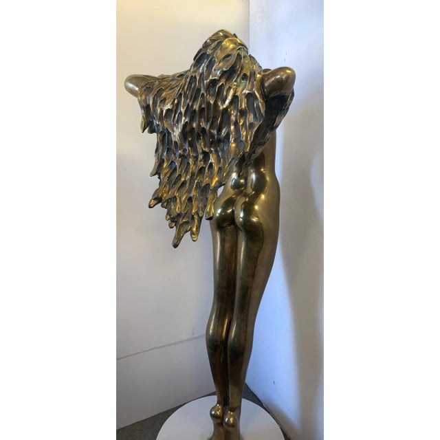 1980s 1980s 'Windsong' Tom Bennett Figurative Female Signed Bronze Sculpture For Sale - Image 5 of 13