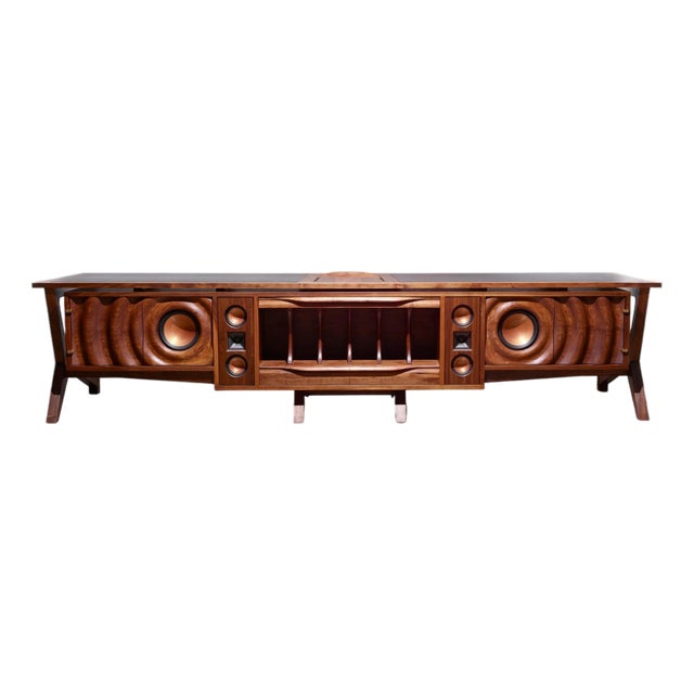 Wave Stereo Console and Partner Desk in Walnut by Michael Maximo For Sale