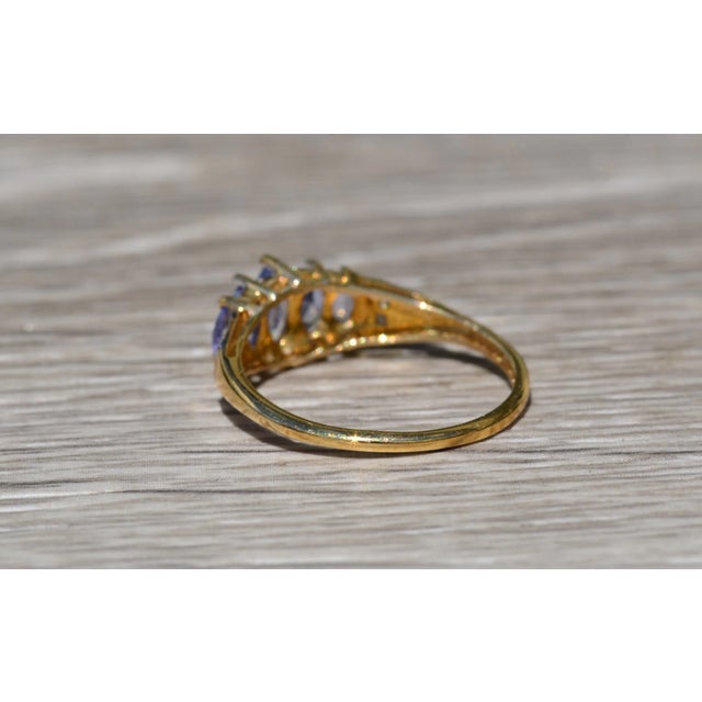 Contemporary The Campanilla: Ladies Yellow Gold Cocktail Ring set with Marquise Cut Tanzanite and Diamonds For Sale - Image 3 of 9