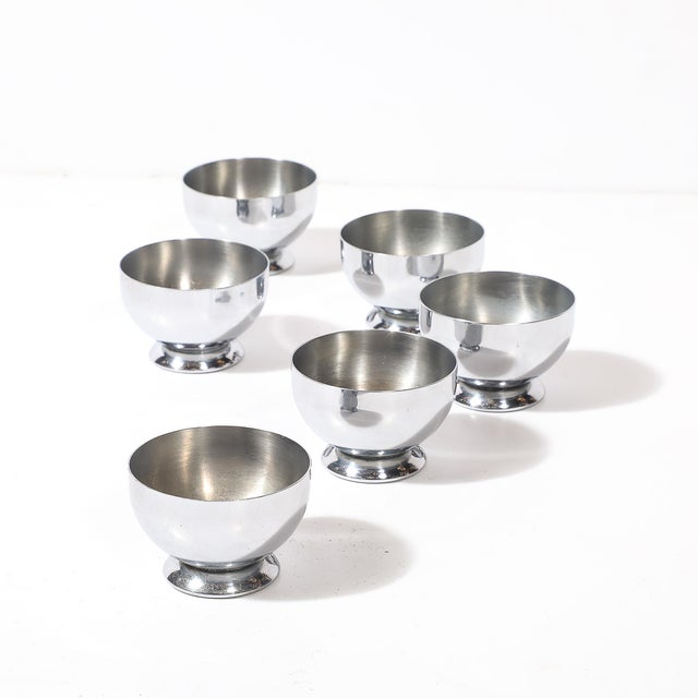 Art Deco 1930s Set of Six Art Deco Chrome Cordials Signed Chase For Sale - Image 3 of 10