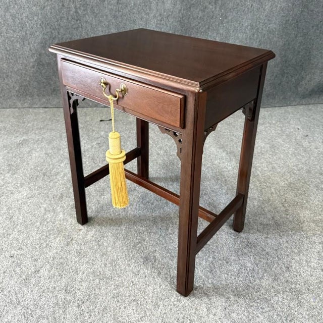 American Late 20th Century Solid Cherry Chippendale-Style Side Table With Drawer For Sale - Image 3 of 10