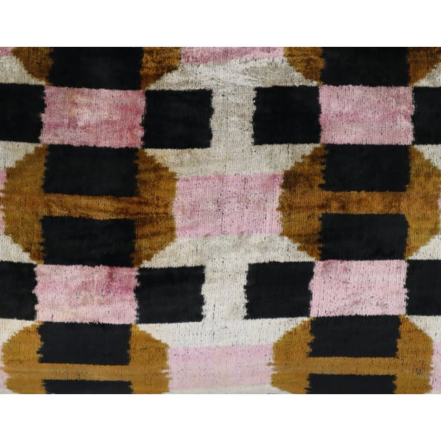 2020s Handmade Pink & Gray Silk Velvet Throw Pillow & Down Insert For Sale - Image 5 of 12