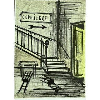 Bernard Buffet Concierge Original Lithograph 1968 For Sale