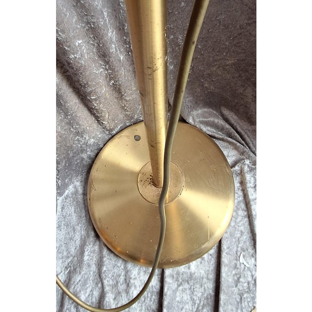 Vintage Floor Lamp with Adjustable Brass Frame and Beige Glass Shade, 1980s For Sale - Image 9 of 10