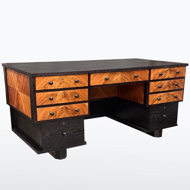 Czech Art Deco Writing Desk and Bookcase, 1930s, Set of 2 For Sale - Image 4 of 18