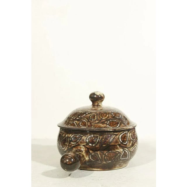 Ceramic Grand Caquelon Covered with Leaves by Jean Claude Malarmey, Vallauris, 1950s For Sale - Image 7 of 12