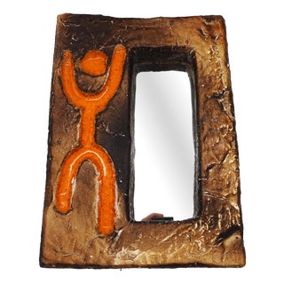 Mid-Century Modern French Ceramic Mirror, 1960s For Sale