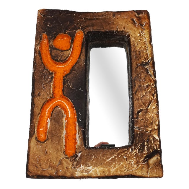 Mid-Century Modern French Ceramic Mirror, 1960s For Sale
