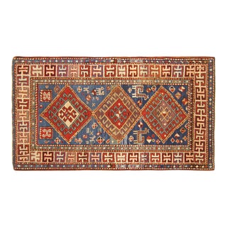 Antique Caucasian Kazak Oriental Rug in Small Size with Multiple Medallions For Sale