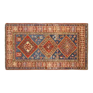Antique Caucasian Kazak Oriental Rug in Small Size with Multiple Medallions