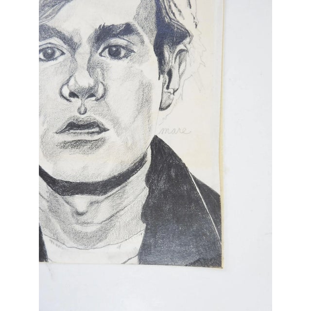 Mid-Century Modern Vintage Mid Century Drawing of Andy Warhol For Sale - Image 3 of 5