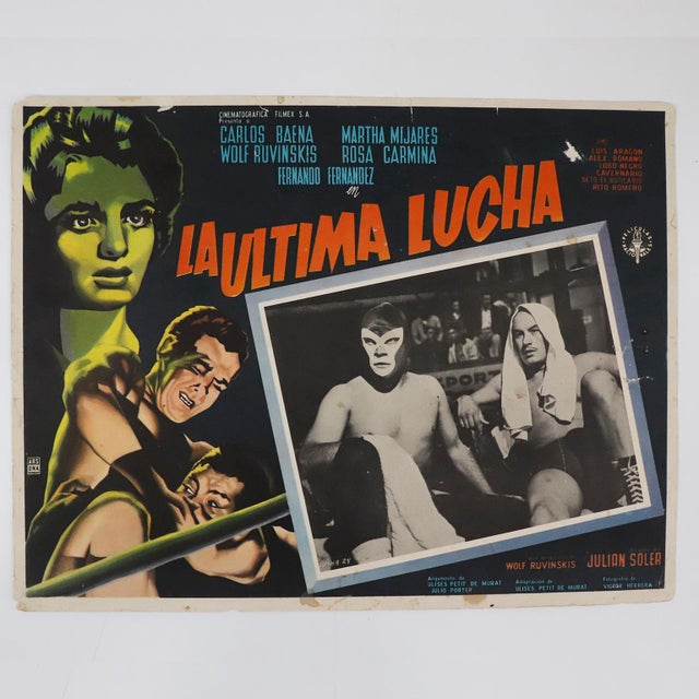 Mexican 1950s Fantastic Collection of 8 Original and Rare Mexican Wrestling Movie Posters For Sale - Image 3 of 10