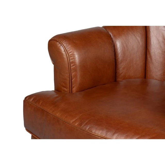 Classic Leather Swivel Chair For Sale - Image 11 of 12